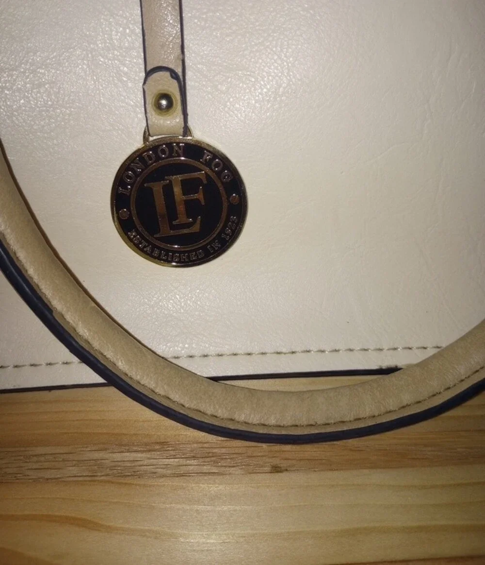 London Fog Cream and Tan Women’s Handbag with Gold Accents